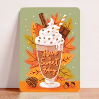 Card Congratulation birthday chocolate milk autumn leaves Sweet postcard