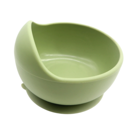  Round olive green suction bowl for baby food