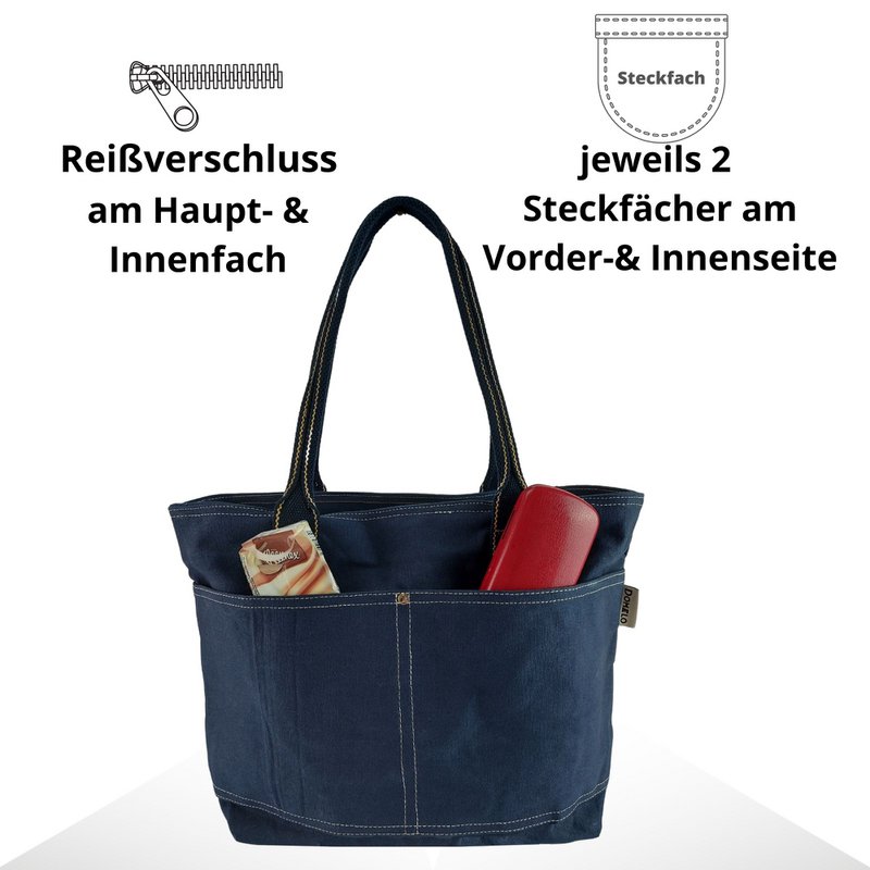 Domelo shopper i voksbehandlet lærred til kvinder. Vandafvisende håndtaske. Vegansk skuldertaske. Monokrom dametaske, der passer til A4