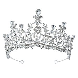 Headband Women Crown Ø 14x7 cm Silver-colored Metal