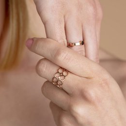 Åben rustfri stålring i guld, rosaguld & sølv • justerbar i størrelse / allergivenlig / vandtæt