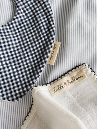 Mussola con piping all'uncinetto - Piping blu navy