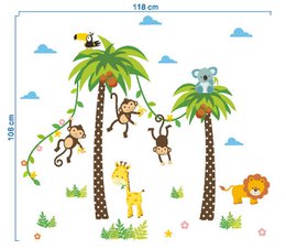 Dschungeltier-Savannenpalmen-Kokosnussbaumaufkleber