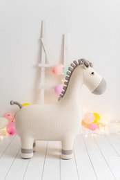 Hvidt 100% bomuld maxi mare plys legetøj 93X34X94 cm