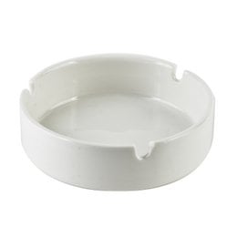 A square, white ceramic ashtray measuring 10 x 10 x 3 cm, designed for decorative use.
