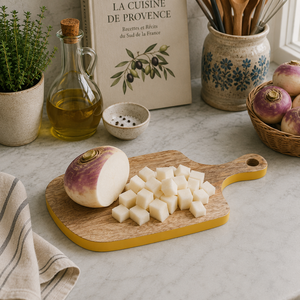 Citron Mango Wood Serving Board with Handle Design
