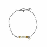 Bracelet Sunstone, Jade & Shell - Silver