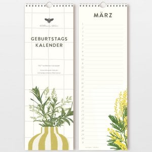 Verjaardagskalender 15x44 cm handgetekende bloemen, FSC