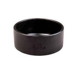 A round, black dog food bowl with the Dogit logo. The bowl appears to be made of durable, high-quality material suitable for pet feeding.