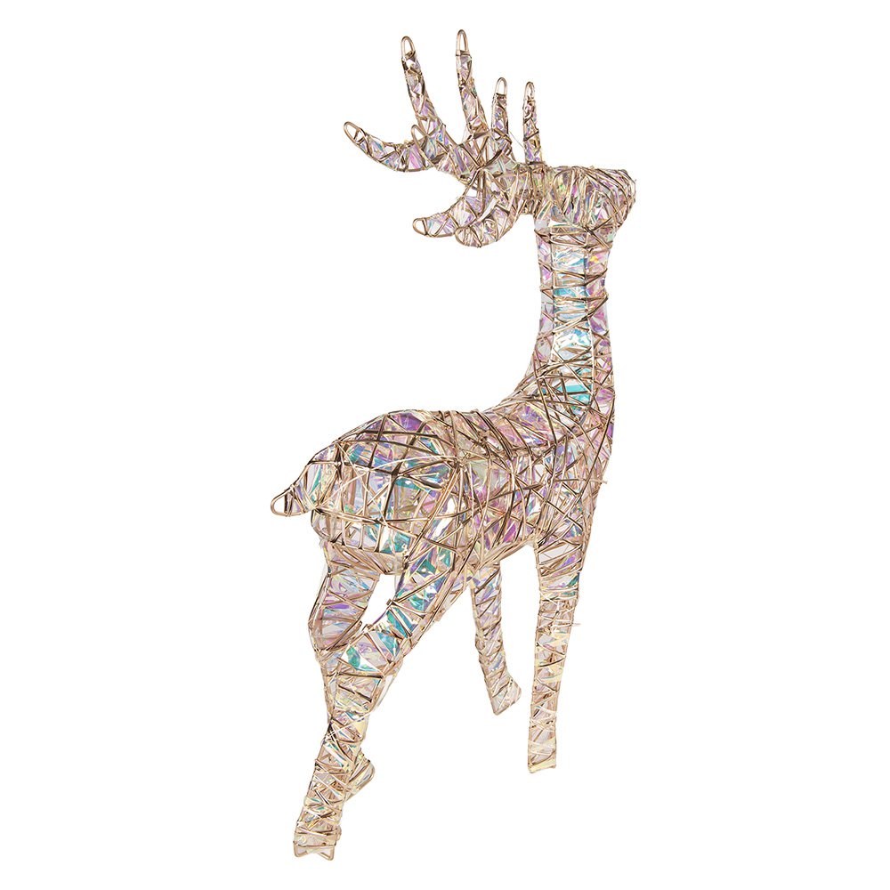 Kerstdecoratie met LED-verlichting Hert 53x18x85 cm / 3xAA Goudkleurig Metaal