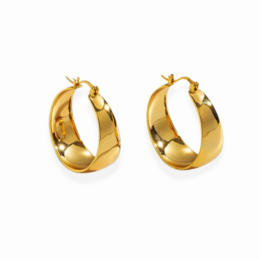  Gold and silver chunky textured hoop earrings, bold geometric design, polished finish, statement jewelry