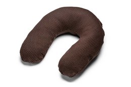 A soft, brown nursing pillow with a dotted pattern, designed to provide comfort and support for breastfeeding mothers. The pillow is filled with either firm EPS beads or soft, supportive fiber balls.