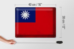 Tin Sign Flag China 40x30cm Flag of Taiwan Vintage