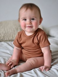 Short sleeve woolen bodysuit made from soft, breathable merino wool with argan oil for a gentle, nourishing touch. Available in sizes 68, 74, 80, 86, 92, and 98 for a comfortable, customized fit.