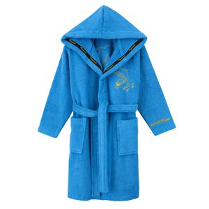 Luxury baby bathrobe 100% cotton with motifs embroidered in gold dolphin 86-92