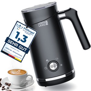 LIFETIME elektrische melkopschuimer - met vervangende schuimer en 4 programma's | warme chocolademelk-cacaomachine | Melkopschuimer Melkverwarmer| Melkmaker melkopschuimer elektrische cacaomachine