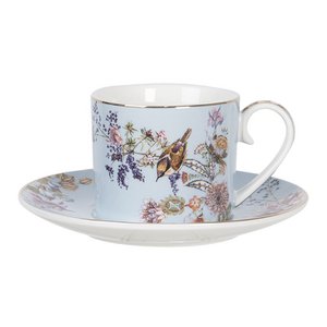 Tasse und Untertasse 220 ml blauer Porzellanblumenservice