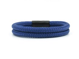 Blue braided bracelet made from recycled materials, available in sizes XS (16cm), M (18cm), S (17cm), L (19cm), and XL (20cm).
