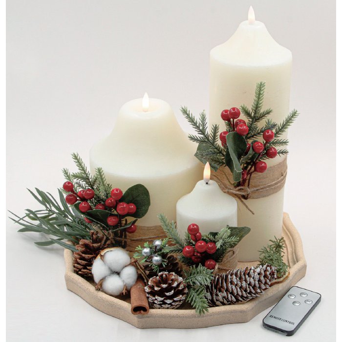 WEIHNACHTEN - LED-KERZEN-SET 4 HOLZWACHS 7X7X15 2AA MIT STEUERUNG NV207146  Online-Grohandel | Orderchamp