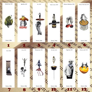 Boekenleggers met print van papieren collage