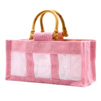 Pure Jute and Cotton Window Gift Bag  - Three Windows Rose