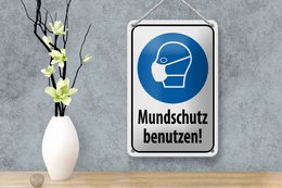 Tin sign note 12x18cm use face mask decoration