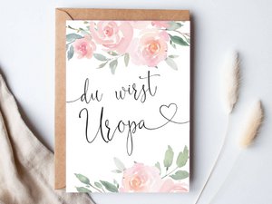 Postcard "You're going to be a great-grandpa" Roses