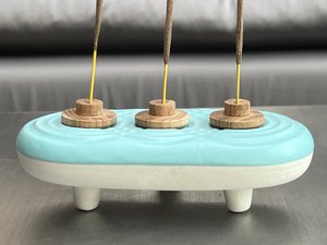 Keramische wierookhouder 3 stokjes - BOEDDHA BLAUW