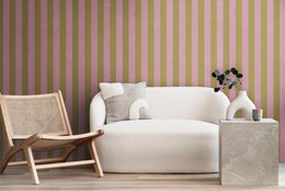 Minimalist green and pink striped non-woven wallpaper by Anna D'Andrea.
