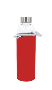GLAZEN FLES 500 ML MET NEOPREEN MOUW ROOD