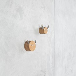 Gancio da parete DEER, rovere, acciaio