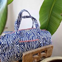 handmade cotton bag "blue zebra"