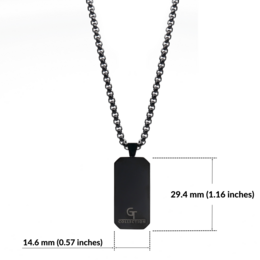Collar de acero inoxidable negro para hombres con colgante de tigre rectangular