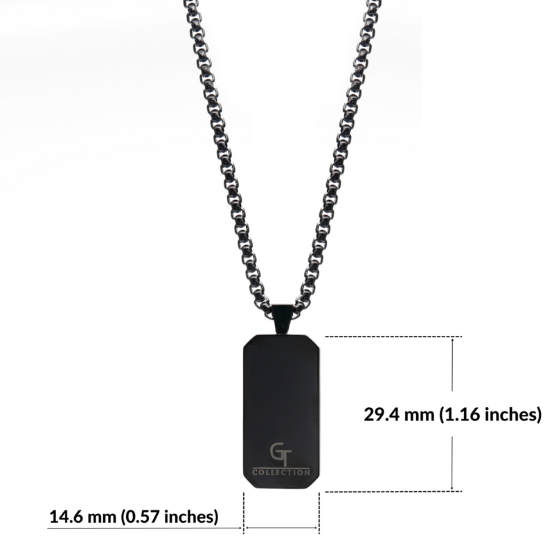 Collar de acero inoxidable negro para hombres con colgante de tigre rectangular