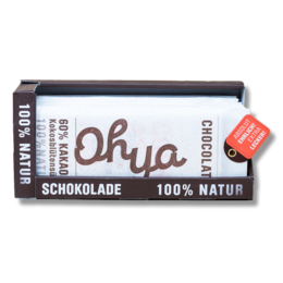 Organic chocolate bar with 60% cocoa content, made with natural ingredients.