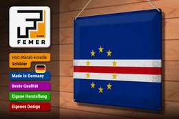 Tin Sign Flag Cape Verde 40x30cm Cape Verde Vintage