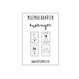 Set of 30 pregnancy milestone cards with minimalist black and white design. Includes prompts to capture important moments during pregnancy.