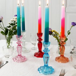 Tall glass candle holder - Blue
