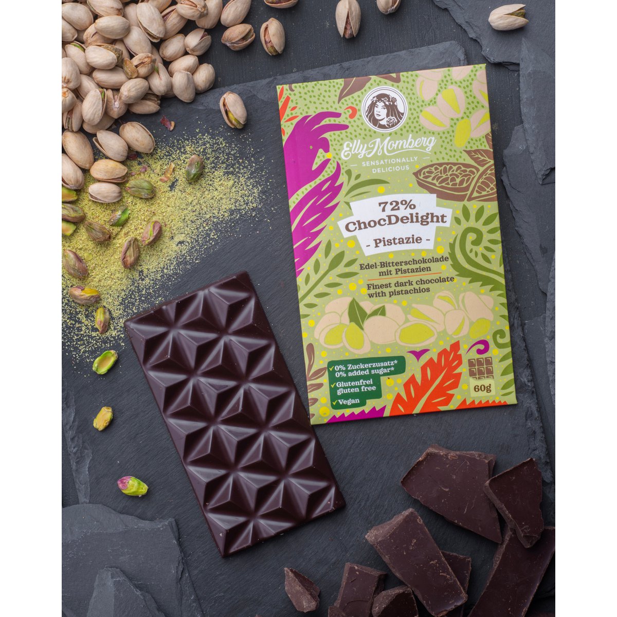 ChocDelight 72% with pistachios | 60g