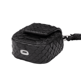 AIRPODS KOFFER PYTHON DIEP ZWART MET KARABINER
