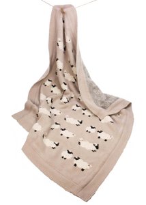 Babydecke gestrickt Schaf 100 % Baumwolle/Füllung Polyester