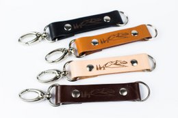 Leather keychain with carabiner - Mountains
