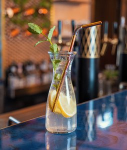 Biegsame Trinkhalme aus Edelstahl  in Regenbogen -50er  B2B Set, groß 28cm