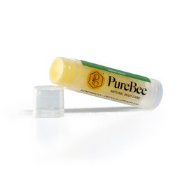 Spearmint-flavored lip balm in a yellow and green tube.