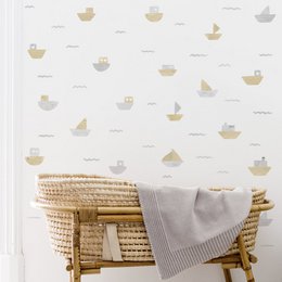 Akvarel både wallsticker