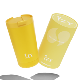  Yellow 350ML thermos mugs with IZY branding.