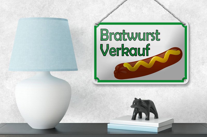 Tin sign notice 18x12cm Bratwurst sale restaurant decoration