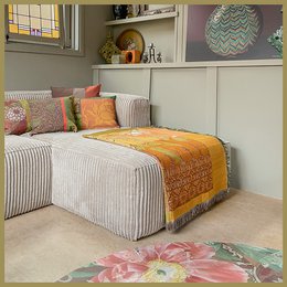 NIN-NIT | Couverture florale | plaid | couverture tissée | 160 x 220 cm