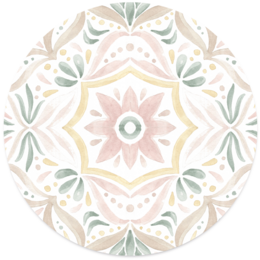 Round wall circle with floral summer design, available in various sizes and materials including Forex and Dibond.
