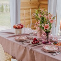 Woodrose linen tablecloth